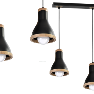 Lampa wisząca HOLLY BLACK / WOOD 3xE27 60W MLP6256 Milagro