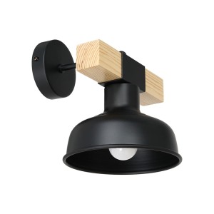 Kinkiet FARO BLACK/NATURAL WOOD 1xE27 60W MLP7455 Milagro