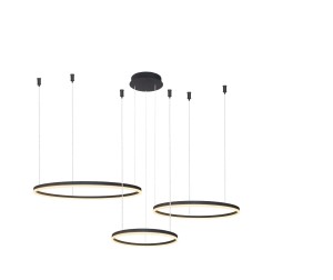 Lampa wisząca HALO PENDANT 100+80+60 CCT Czarny Sterowanie pilotem AZ4975 AZzardo