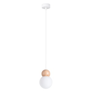 Lampa wisząca PEKKA 1 biała/naturalne drewno SL.1390 SOLLUX