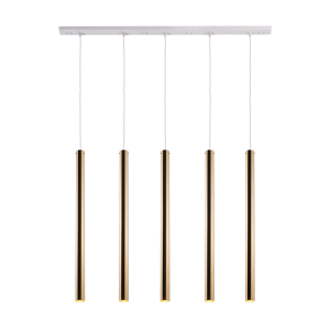 Lampa wisząca Akadi 5 - Mosiądz polerowany-biała (700 mm) 8888 Antigo/Amplex