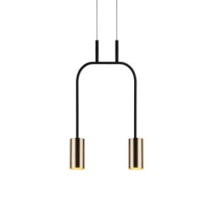 Lampa wisząca Vai 2 Krótka - Mosiądz polerowany-czarna (305 mm) 8841 Antigo/Amplex
