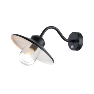 Latarnia naścienna z czujnikiem PIR Klampenborg - 1 źródło światła - Czarna KLAMPENBORG-PIR-BK Elstead Lighting