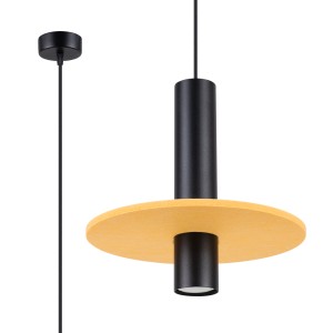 Lampa wisząca PELTA 1 czarna/żółta SL.1883 Sollux