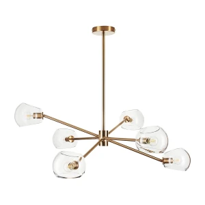 Lampa wisząca COSMIC-6 75 cm - złoty stelaż, transparentne klosze ST-8954-P6 Step into Design