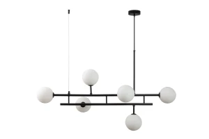 Lampa wisząca MODERNO DUO 100 cm - czarna z białymi kloszami DN1507 black Step into Design