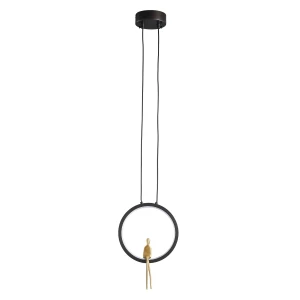 Lampa wisząca AMICI 27 cm - LED, metal, czarny ring z dekoracyjną złotą postacią ST-D7774 black Step into Design