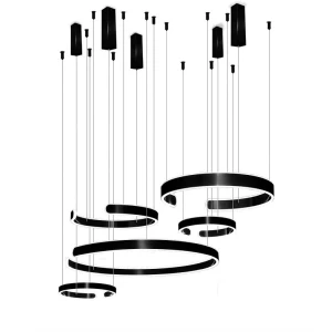 Lampa wisząca czarna 5 okręgów 264W DL-I02 + Pilot LARA - 653 DomenoLED