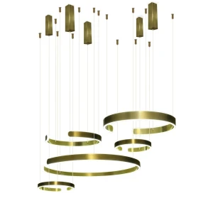 Lampa led 264W złota okręgi + Pilot DL-I02 LARA - 542 DomenoLED