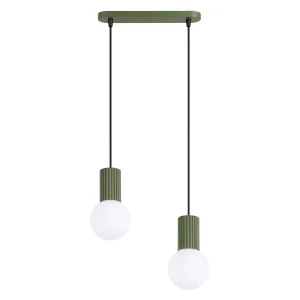 Lampa wisząca HALO 2L zielona oliwka SL.1984 Sollux