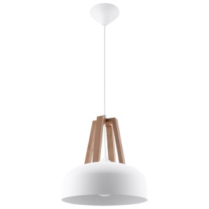 Lampa wisząca CASCO biała/naturalne drewno SL.0388 Sollux Lighting