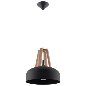 Lampa wisząca CASCO czarna/naturalne drewno SL.0390 Sollux Lighting